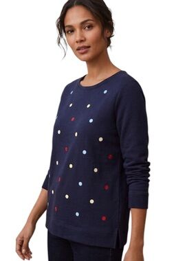 Talbots Navy Blue Polka Dot Sweatshirt Medium Crewneck Pullover Coquette
ZZ
